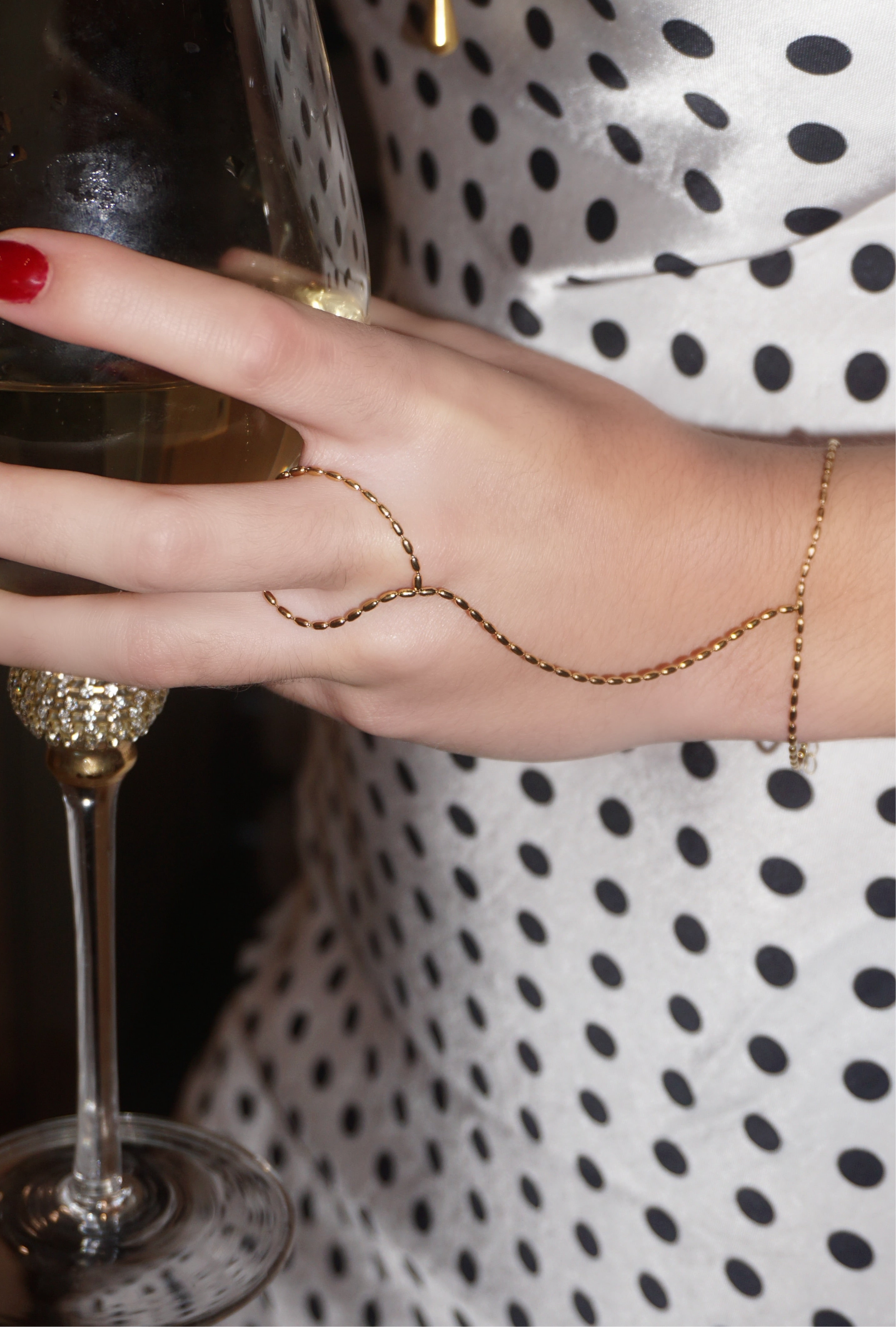 Golden Beaded Hand Chain