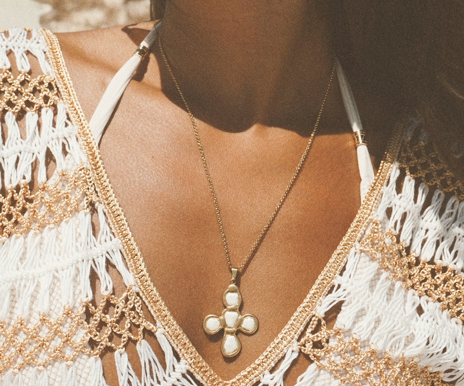White Isla Cross Necklace