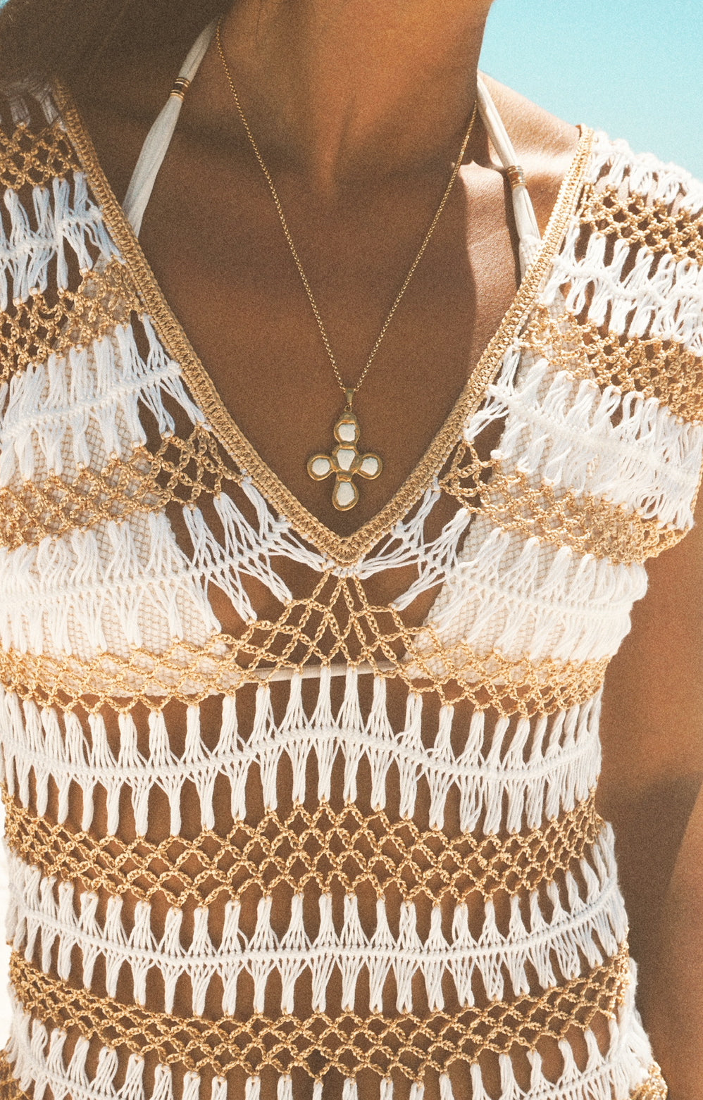 White Isla Cross Necklace
